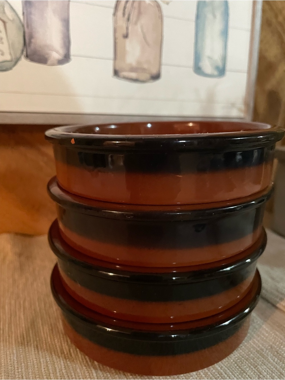 Stackable Brown and Black Ceramic Serveware Bowls